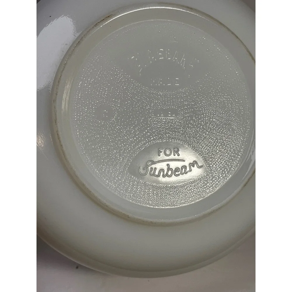 Vintage Glasbake for Sunbeam  White Milk Glass Mixing Bowl  Made in USA